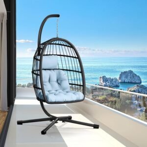 Patio Rattan Wicker Hanging Swing Egg Chair Aluminum Egg Chair