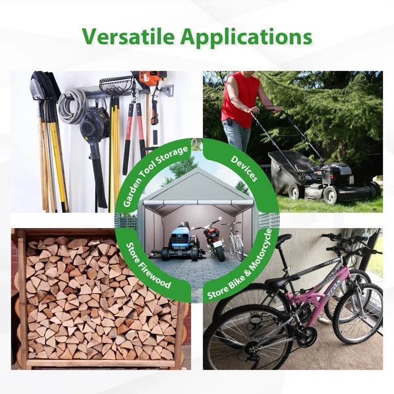 10 Ft. W X 10 Ft. D Portable Storage Shed Bike Shed Motorcycle Garage - Image 6